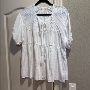 Weworewhat white tassel tie boho puff sleeve blouse